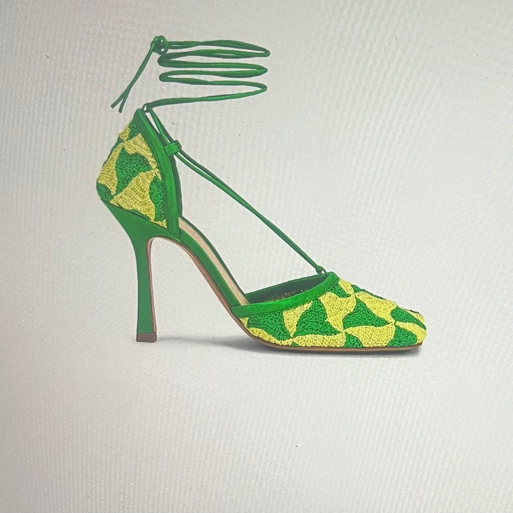 Bottega Veneta parakeet kiwi lace up heels